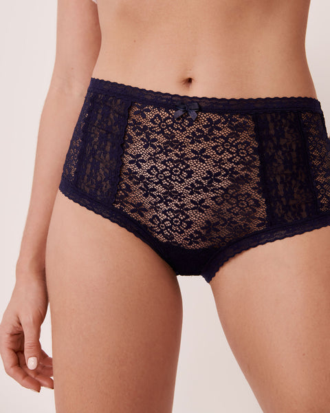 Lace High Waist Cheeky Panty - Serenity blue